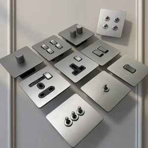 Retro Satin Nickel Wall Toggle Light Switch Stainless Steel Panel for Home and Hotel