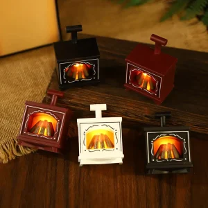 Retro Style Small Fireplace Ornament Dollhouse Furniture Shaped Mini LED Night Light