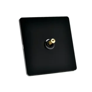 Retro Toggle Wall Light Switch Gold Brass Stainless Steel Lever Black Panel 1 2 3 4 Gang 2 Way EU Double USB Socket