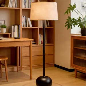Retro Wabi Sabi Standing Floor Lamp Warm Beige Linen Shade Modern Floor Light for Bedroom Living Room Study Home Decor