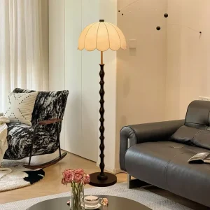 Retro White Wax Solid Wood High end Mid century Modern Style Living Room & Bedroom Floor Lamp