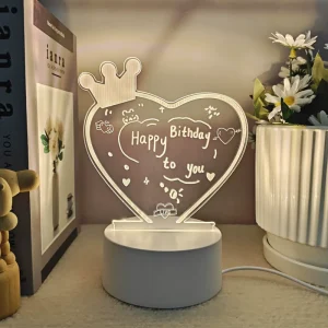 Rewritable Acrylic 3D LED Message Writing Board Desk Lamp for Kids Room Decor Ornaments Gift