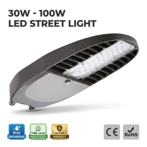 RoHs CE IP65 IK08 30W 50W 80W 100W Outdoor Waterproof LED Street LightsDusk to Dawn with Smart Sensor