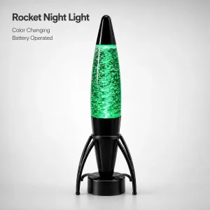 Rocket Shaped Plastic LED Glitter Lamp Battery Operated Color Changing Night Light