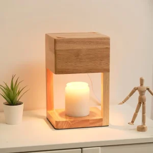 Romantic Modern Aromatherapy Lamp Dimmable Night Light Bedside Table Lamp Smokeless Melting Wax Log Candle