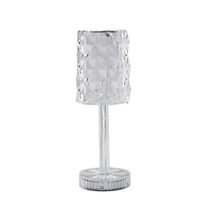 Romantic Rose Desk Lamp Crystal Rechargeable Touch LED Table Lamp for Master Bedroom Sleep Bedside Bartending