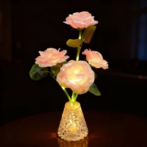 Rose Flower Shape Warm White USB LED Night Light