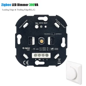 Rotary Smart Zigbee LED Dimmer for Dimmable LED and Halogen Lamps 0.5-300W Leading- and Trailing-Edge Dimming