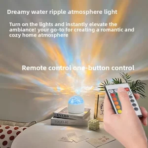 Rotating Aurora Water Ripple 16-Color USB-Powered Remote-Controlled Dimmable Bedside Night Light