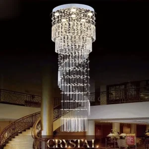 Rotating Chandelier Staircase Light Hollow Ceiling Lamp for Loft Duplex Apartment