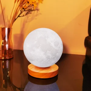 Rotating Moon LED Bedside Night Light USB Remote Control Dimming 16-Color