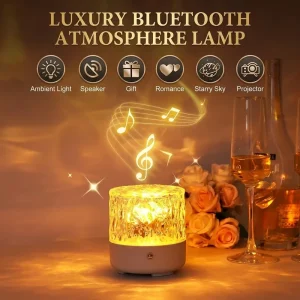 Rotating Water Ripple RGB LED Projector Night Light, USB Rechargeable Table Lamp