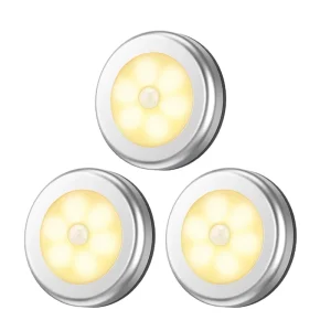 Round 6 LED Motion Sensor Kitchen Cabinet Lighting Closet Led Light With Magnetized