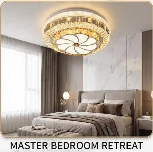 Round Crystal LED Ceiling Light for Living Room, Bedroom and Hotel