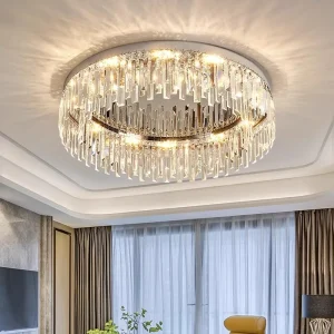 Round Crystal LED Ceiling Light for Living Room and Bedroom