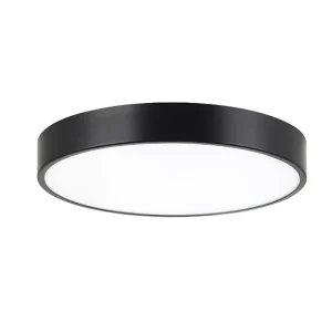 Round Flush Mount Integrated LED Ceiling Light 3 CCT Black Trim Acrylic for Hotel Corridors