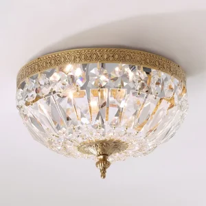 Round LED Crystal Flush Mount Ceiling Light for Entrance, Living Room, Home, and Hotel