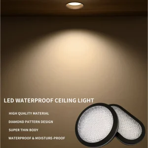 Round Oval Black 20W Moisture-Proof Surface-Mounted Crystal Design Tri-Proof Ceiling Light