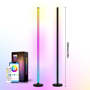 Round Plastic Floor Lamp with APP Control and Remote Control Supports RGBIC Mode and Measures 1.3m