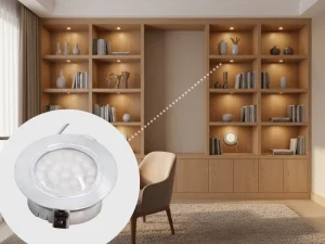 Round Recessed Aluminum Cabinet Downlight Dimmable for Kitchen Wall Cabinets and Display Shelves Model 5046-22