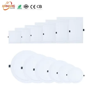 Round Square Anti Glare Led Flat Panel Led Light Panel 5W 9W 12W 18W 24W 36W Selectable Recessed Plastic Led Panel Light
