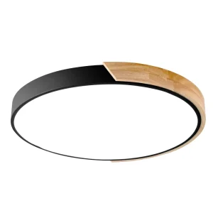 Round Surface-Mounted Wood Acrylic Iron LED Ceiling Light for Home Office Bedroom Hotel
