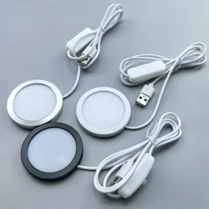 Round Ultra Thin USB 5V LED Puck Light Base Warm White RGB Plastic Light for Bedroom Toy Figurine 3D Model