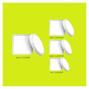 Round and Square Slim 6W 12W 18W 24W Aluminum Surface-Mounted Ceiling LED Panel Light