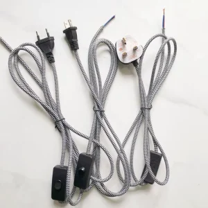 Ruyi DIY European American British Standard Plugs ON OFF Dimmer Switch Power Cord Indoor Use Model 303 Copper PVC 250V 3 Year