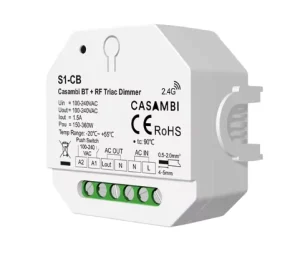 S1 CB 1 CH AC Casambi +RF Triac Dimmer 100 240VAC 360W Max Load 30M Remote 5 Year Warranty