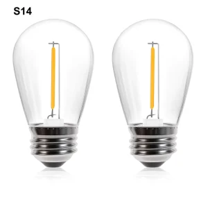 S14 Plastic LED Bulb 120V VoltageEquivalent E12 Standard Base Soft White 2700K Dimmable 5000 Hour Lifetime Outdoor Lighting