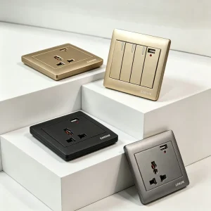 SANSHE New Design Wall Push Button Light Switch Full Panel Electrical Home Socket UK US Standard Switches and Sockets with USB