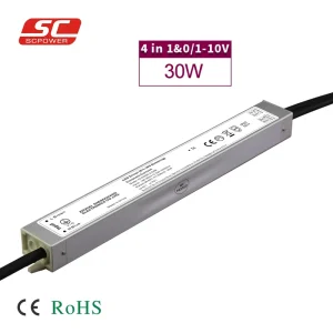 SC LED Driver 30W 350mA 0-10V 1-10V 10V PWM 4-in-1 Dimmable Slim Strip IP67 Waterproof LED Driver