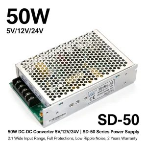 SD-50 50W 12V 10A Isolated DC/DC Converter 9.2-18V Input 12V Single SMPS Power Supply for CCTV Cameras LED Drivers and 3D Printers