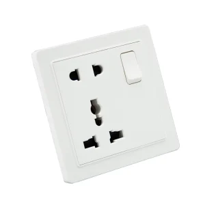 SHARE 10a 250v wall switch socket outlet twin uk 10amp 1 gang 5 pin universal wall socket with switch