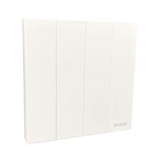 SHARE British Light Switch 4 Gang 1 Way Electric Wall Switch F Series Ultra thin Technology 15 Year Warranty 10A Durable PC