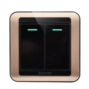 SHARE Factory Price Black Panel 2 Gang Wall Switch Push Button Pop Electrical Modern 250V 16A 2 Gang 1 Way Switch