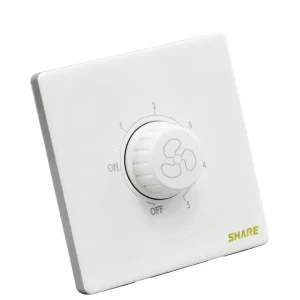 SHARE Factory Price New Design White Color 5 Speed Fan Dimmer Switch (300W 500W)86mm*86mm
