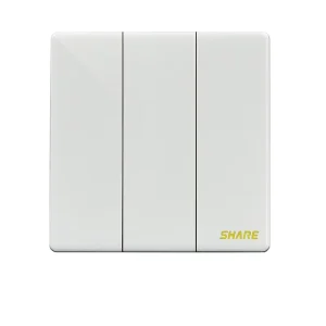 SHARE New Product Factory Price White Color Push Button 3 gang 2 way Wall Switch 250V 16A