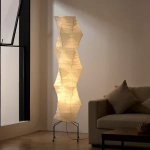 SIMIG Luxury Modern LED Rice Paper Lattice Floor Lamp with Iron Frame Large Size for Living Room & Study Decor Sofabeside