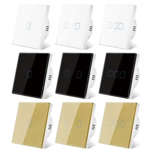 SIXWGH 1 2 3 4 Gang Home Wall Touch Light Switches Glass Panel Without Natural Line 10A 300W Control Switch for Single Live Wire