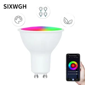 SIXWGH Tuya WiFi Smart RGBWW Spotlight Bulb 16 Million Colors Music Sync Voice Control 5W E26 E27 B22 Works Home