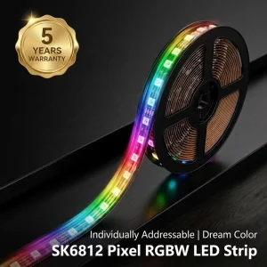 SK6812 Pixel RGBW LED Strip Light Individually Addressable 4 in 1 5V 12V Dream Color Programmable RGBW LED Tape