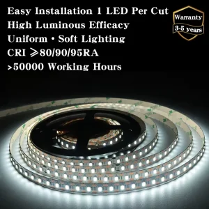 SMD 2835 24V 120 LED/m IP20 10mm LED Strip, CE RoHS ETL, 5m/10m Roll