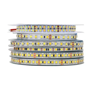 SMD 2835 Dual Color CCT LED Strip Light DC 5V 12V 24V 120 180 240 336 192 LEDs M 5 8 12MM Wide White PCB Flexible Tape Bar Lamp
