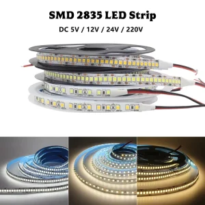 SMD 2835 LED Strip Light 220V 5V 12V 24V 3000K 4000K 6000K Home Decor Self-Adhesive Flexible Ribbon Rope Light