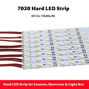 SMD 7020 Hard LED Strip DC12V Single Row 72 LEDs/m Ultra Bright White/Warm White for Counter Display Cabinet Shelf and Light Box