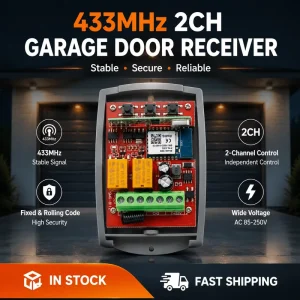 SMG-8112 AC 85-250V WiFi Smart Remote Control Switch, Universal 433MHz Garage Door Gate Receiver, 2CH Relay Module