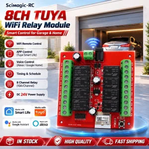 SMG8118 DC24V 8CH Tuya Smart WIFI Wireless Remote Control Light Switch 8 Channel Relay Module Receiver Timer Alexa Compatible