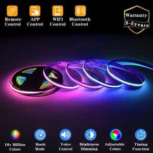 SPI RGB/RGBW COB LED Strip 24V Pixel Running High Density Wi-Fi Voice Control